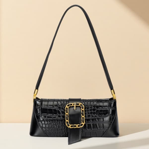 Patchwork Shoulder Bag - Crocodile Embossed thumbnail 2