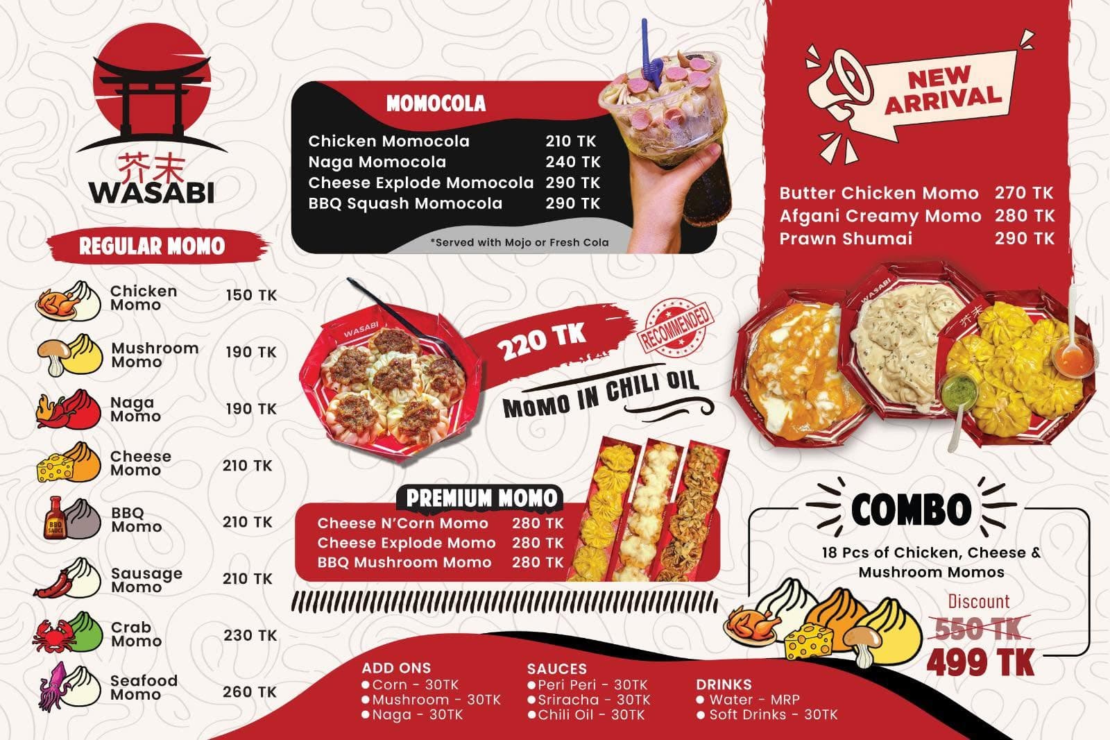 Wasabi menu page 1