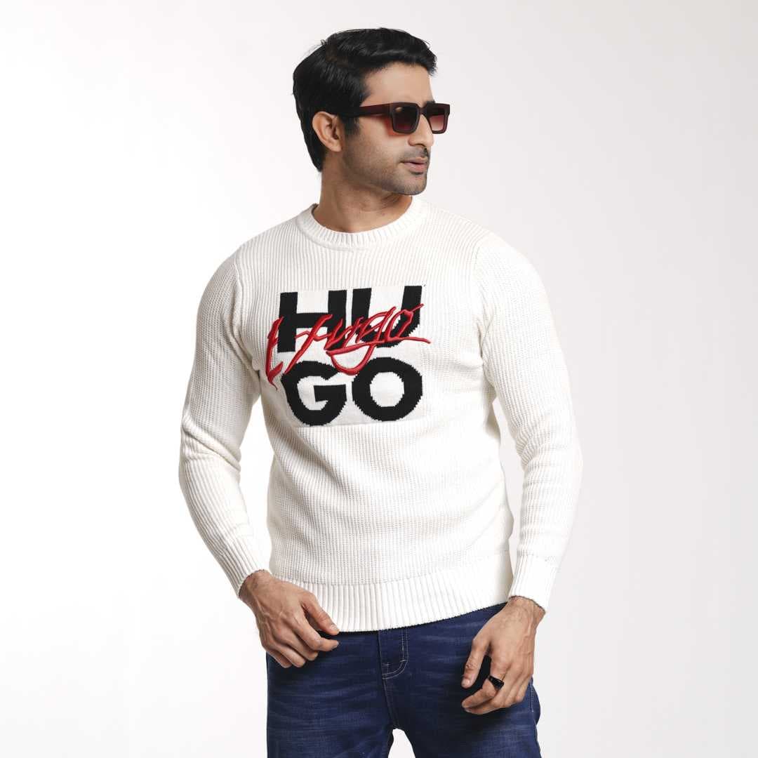 HB Round Neck Sweater- Off White