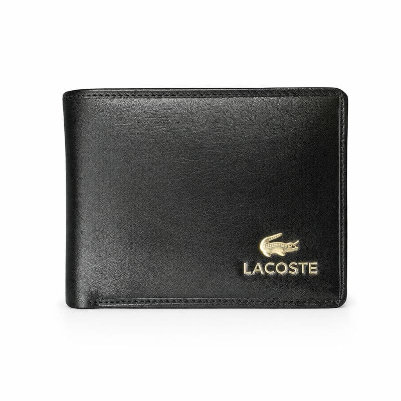 Lacoste Premium Black Leather Bifold Wallet