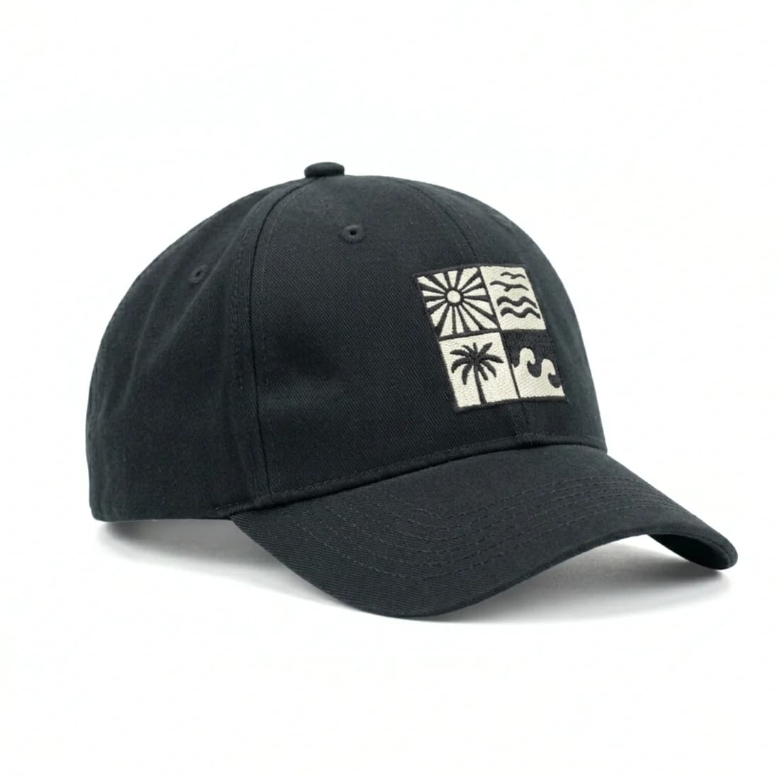 PREMIUM STREETWEAR BLACK CAP – SUN WAVE DESIGN