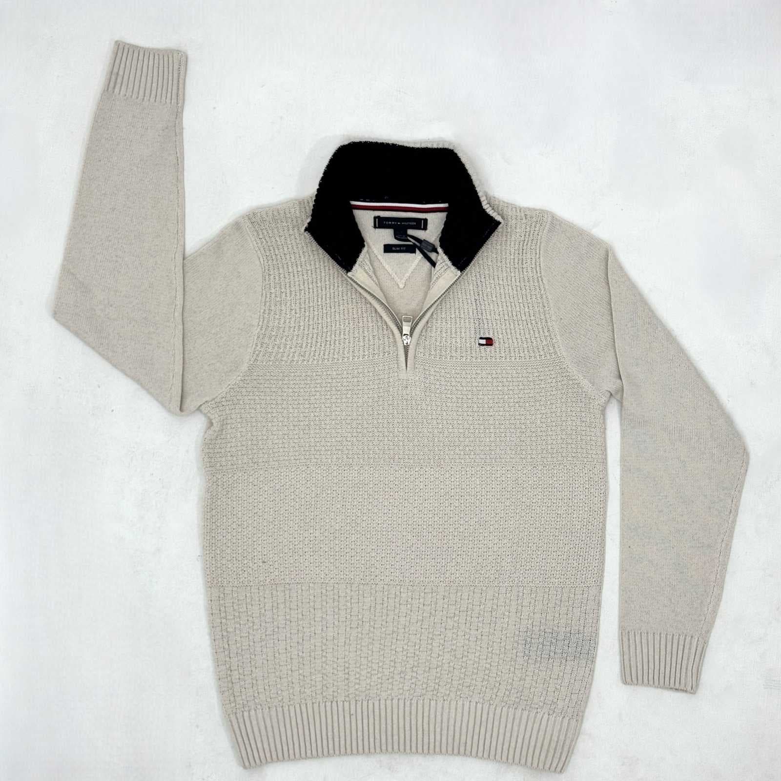 TH Half Zipper Sweater- Cream White