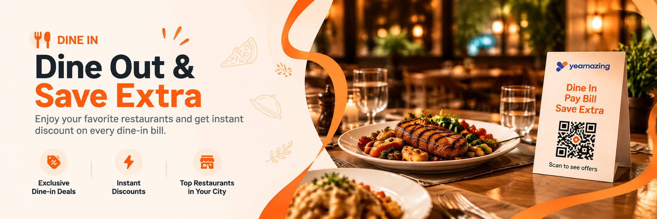 Dine Out and earn cashback. Pay your restaurant bill in Yeamazing.